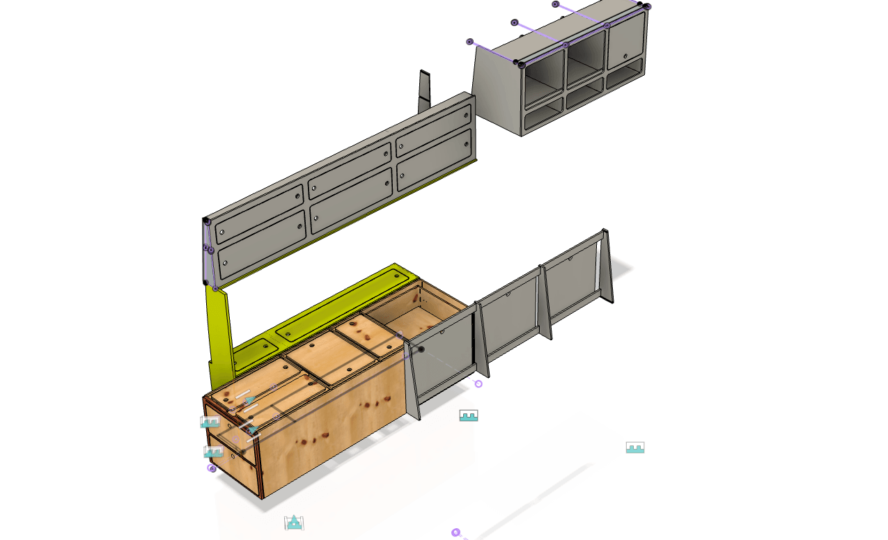 CAD-Zeichnung des Campingbus Diana. VW Crafter Campingbus nach Blue-Grundriss mit kompakter Raumaufteilung.