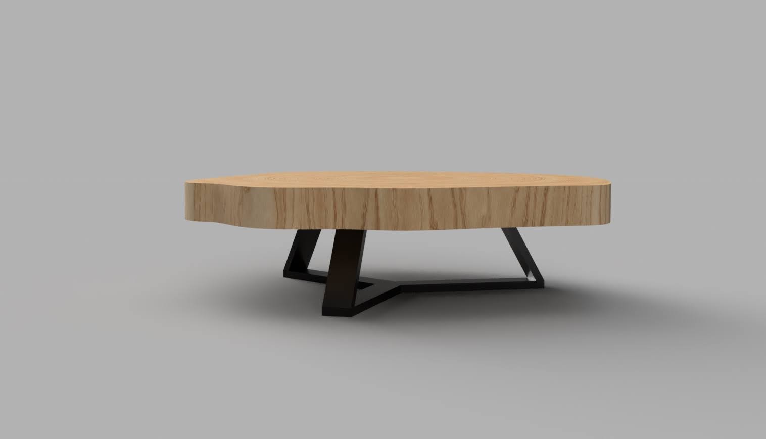 Eichenscheibe in schräger Perspektive mit sichtbaren Butterfly Inlays und Stahlband-Einlage